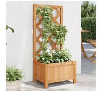 Planter with Trellis Brown Solid Fir Wood 40x30x90cm Raised Garden Box for Vines