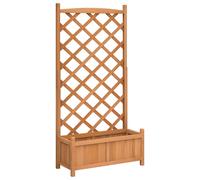 Planter with Trellis Raised Bed Garden Planter Brown Solid Wood Fir vidaXL