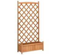 vidaXL Planter with Trellis Brown Solid Wood Fir