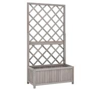 Planter with Trellis Solid Fir Wood Grey 70x30x135 cm Outdoor Climbing for Vines