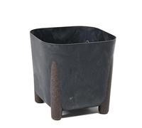 Planter with Water Drain, Width 21 cm, 6 L, Modern Flower Pot with Stylish Feet, Plastic Plant Pot for Indoor and Outdoor Use, Concrete Look, Black