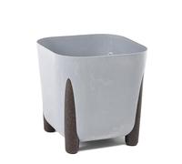 Planter with Water Drain, Width 21 cm, 6 L, Modern Flower Pot with Stylish Feet, Plastic Plant Pot for Indoor and Outdoor Use, Concrete Look Grey