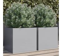 Planters 2pcs Cold-Rolled Steel Silver Grey 32x30x29cm Raised Garden Outdoor Box