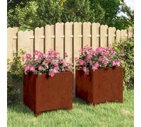 Planters 2pcs Rusty Corten Steel 30x30x30cm Raised Square Garden Boxes with legs