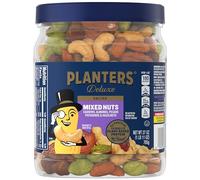 PLANTERS Deluxe Mixed Nuts with Sea Salt, 27 oz. Resealable Container - Variety Mixed Nuts Snacks with Cashews, Almonds, Pecans, Pistachios & Hazelnuts - Energy Boost - Kosher