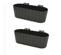 Planters Pride 2-Pack Urbo 38cm Recycled Plastic Window Flower Boxes, Grey | 5L Hanging Balcony Trough Planters with Hooks, Garden/Houseplant Pots | Indoor/Outdoor Weatherproof Fence Railing Planters