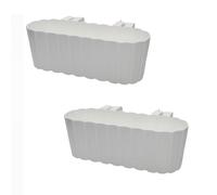Planters Pride 2-Pack Urbo 38cm Recycled Plastic Window Flower Boxes, White | 5L Hanging Balcony Trough Planters with Hooks, Garden/Houseplant Pots | Indoor/Outdoor Weatherproof Fence Railing Planters