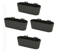 Planters Pride 4-Pack Urbo 38cm Recycled Plastic Window Flower Boxes, Grey | 5L Hanging Balcony Trough Planters with Hooks, Garden/Houseplant Pots | Indoor/Outdoor Weatherproof Fence Railing Planters