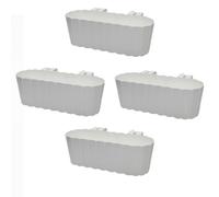 Planters Pride 4-Pack Urbo 38cm Recycled Plastic Window Flower Boxes, White | 5L Hanging Balcony Trough Planters with Hooks, Garden/Houseplant Pots | Indoor/Outdoor Weatherproof Fence Railing Planters