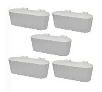 Planters Pride 5-Pack Urbo 38cm Recycled Plastic Window Flower Boxes, White | 5L Hanging Balcony Trough Planters with Hooks, Garden/Houseplant Pots | Indoor/Outdoor Weatherproof Fence Railing Planters