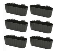 Planters Pride 6-Pack Urbo 38cm Recycled Plastic Window Flower Boxes, Grey | 5L Hanging Balcony Trough Planters with Hooks, Garden/Houseplant Pots | Indoor/Outdoor Weatherproof Fence Railing Planters