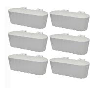 Planters Pride 6-Pack Urbo 38cm Recycled Plastic Window Flower Boxes, White | 5L Hanging Balcony Trough Planters with Hooks, Garden/Houseplant Pots | Indoor/Outdoor Weatherproof Fence Railing Planters