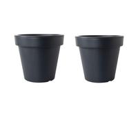 Planters Pride Aura 2-Pack 39cm Large Round Plastic Plant Pots, Anthracite | 27L Weather-Resistant Balcony & Patio Planters/Houseplant Pots for Aloe Vera | Indoor/Outdoor Flower Pots for Spider Plants