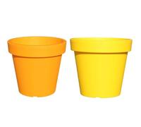 Planters Pride Aura 2-Pack of 47.5cm ⌀ Large Plant Pots, Vibrant Yellow & Orange | Weather-Resistant Recycled Plastic Planters | Flower Pots with Drainage & Plug | Outdoor Patio Pots, House Plant Pots