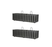 Planters Pride Flo 2-Pack Large 58cm Hanging Self-Watering Pots, Stone Grey | Plastic Fence & Balcony Troughs with Plant Watering Indicator | Herb Garden Flower Boxes Rectangular Outdoor Wall Planters