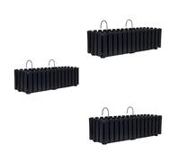 Planters Pride Flo 3-Pack Large 58cm Hanging Self-Watering Pots, Anthracite | Plastic Fence & Balcony Troughs with Plant Watering Indicator | Herb Garden Flower Boxes Rectangular Outdoor Wall Planters