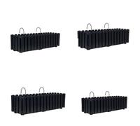 Planters Pride Flo 4-Pack Large 58cm Hanging Self-Watering Pots, Anthracite | Plastic Fence & Balcony Troughs with Plant Watering Indicator | Herb Garden Flower Boxes Rectangular Outdoor Wall Planters