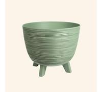 Planters Pride Futura 24cm Recycled Plastic Plant Pot, Earth Green | 5L Self-Watering Pot for House Plants, Herbs | Raised Indoor & Outdoor Planter with Legs | Ribbed Decorative Flower Pot