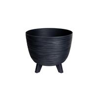 Planters Pride Futura 40cm Recycled Plastic Plant Pot, Anthracite | 26L Self-Watering Pot for House Plants, Herbs | Raised Indoor Planter with Legs, Outdoor Patio Pot | Ribbed Decorative Flower Pot