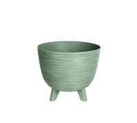 Planters Pride Futura 40cm ⌀ Ribbed Plant Pot, Earth Green - 26L Raised Flower Bowl on Legs - Plastic Outdoor Garden Planter, Indoor House Plant Pot - Weather-Resistant 32cm Tall Decorative Pot