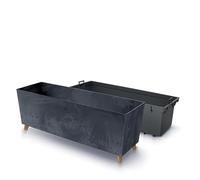 Planters Pride Quadro 77cm Raised Rectangular Planter on Legs, Marengo | Self-Watering 27L Recycled Plastic Plant Trough with Insert | Outdoor/Indoor Large Beton-Effect Low-Profile Patio Planter Box