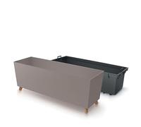 Planters Pride Quadro 77cm Raised Rectangular Planter on Legs, Mocha | Self-Watering 27L Recycled Plastic Plant Trough with Insert | Outdoor/Indoor Large Rectangle Low-Profile Planter Box for Flowers