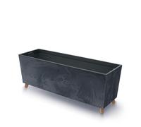 Planters Pride Quadro 77cm Raised Rectangular Planter with Legs, Anthracite Beton-Effect | Self-Watering 27L Recycled Plastic Plant Trough with Insert | Outdoor/Indoor Large Low-Profile Planter Box
