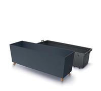 Planters Pride Quadro 77cm Raised Rectangular Planter with Legs, Anthracite | Self-Watering 27L Recycled Plastic Plant Trough with Insert | Outdoor/Indoor Large Dark Grey Low-Profile Planter Box