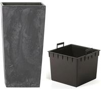 Planters Pride Tallo 51cm Tall Square Plastic Planter with Insert, Anthracite | 11/26.6L Self-Watering Large Patio Pot Outdoor/Indoor | Beton-Effect Flared Terrace & Balcony Planter, House Plant Pot