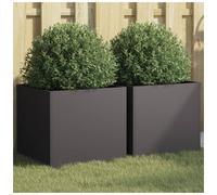 Planters Set of 2 Black Galvanised Steel 42x40x39cm Indoor Outdoor Rustproof DIY
