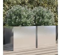 Planters Stainless Steel Silver 42x40x39cm Raised Garden Flower Boxes 2pc Metal