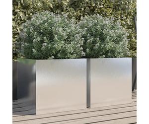 Planters Stainless Steel Silver 42x40x39cm Raised Garden Flower Boxes 2pc Metal