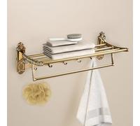 Plantex Antique Aluminum Foldable Towel Rack for Bathroom/Towel Holder in Bathroom/Folding Towel Stand/Hanger/Bathroom Accessories (24 Inch)