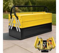 Plantex High Grade Metal Tool Box for Tools/Tool Kit Box for Home and Garage/Tool Box Without Tools-5 Compartment(Yellow & Black)