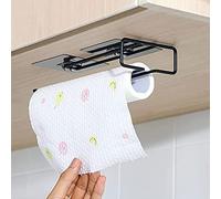 Plantex Self-Adhesive Multi-Functional Tissue Paper Holder/Towel Holder/Wine Glass Holder/Bathroom-Kitchen Accessories (Black-Wall Mount)