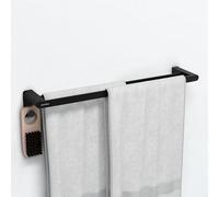 Plantex Space Aluminium Double Towel Rod/Towel Bar/Towel Hanger with Fix Hook for Bathroom/Kitchen/Loundry Room/Bathroom Accessories (966, Grey) - Pack of 1