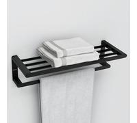 Plantex Space Aluminium Towel Rack with Fix Towel Rod/Towel Bar/Towel Hanger/Towel Stand for Bathroom/Bathroom Accessories (Gray)