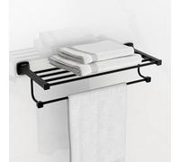 Plantex Space Aluminum Towel Rack for Bathroom/Towel Stand/Hanger/Bathroom Accessories(24 Inch-Black)