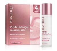 PLANTIFIQUE Collagen Face Mask 4pk & PDRN Milky Toner | Overnight Hydrogel Mask & Hydrating Rice Toner for Even Skin Tone