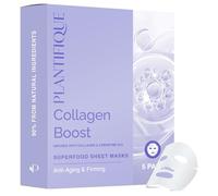 PLANTIFIQUE Facial Sheet Mask Collagen Boost 5 Pack - Anti-Aging & Firming Face Mask Sheets with Collagen, Coenzyme Q10 & Blueberries - Korean Skincare for a Smooth, Revitalized Look