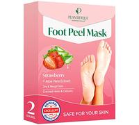 Plantifique Foot Peel Mask - 2 Pairs Exfoliating & Dermatologically Tested Foot Treatment, Removes Dead Skin & Repairs Heels for Soft Feet - Strawberry Scent, Gift for Women & Men