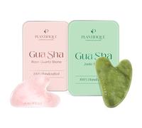 Plantifique Gua Sha Jade Tool for Face Massage, Anti-Aging and Skincare Routine & Gua Sha Rose Quartz Tool for Women & Men, Anti-Aging & Skincare Routine