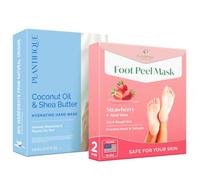 PLANTIFIQUE Hydrating Hand Mask Gloves-4 Pack - Korean Moisturizing Hand Treatment with Hyaluronic Acid, Shea Butter & Foot Peel Mask-2 Pairs Exfoliating & Dermatologically Tested Foot Treatment