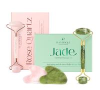 Plantifique Jade Roller and Gua Sha Set - Face Massager for Skincare & Rose Quartz Roller and Gua Sha Set - Face Massager & Skincare Tool for Anti-Aging
