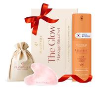 PLANTIFIQUE Massage Ritual Set Premium Certified Rose Quartz Gua Sha + Vitamin C Serum Skin Care Set, Birthday Gifts for Women, Teens, Mom, Brides