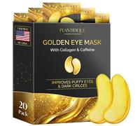 Plantifique Under Eye Gel Patches, 20 Pairs Gold Patches for Dark Circles with Collagen & Caffeine, Cooling Eye Mask for Puffy Eyes