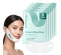PLANTIFIQUE V-Line Face Lifting Chin Mask, 5 PCS - Hydrogel Chin Strap with Hyaluronic Acid and Aloe Vera - Jawline Shaper & Neck Firming