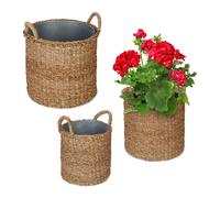 Planting basket with zinc tray Wicker Plant Pot Set Decorative Seagrass Planters