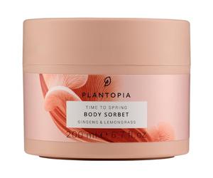 Plantopia Body Sorbet - Anti Aging & Radiance Boosting Body Lotion - Energising Ginseng & Lemongrass Aromatherapy Essential Oil Blend - Smoothing & Brightening - Vegan Cruelty Free, 200ml