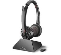 Poly Savi 8220 UC Stereo Wireless Binaural Headset - 180 m Wireless Range - Black